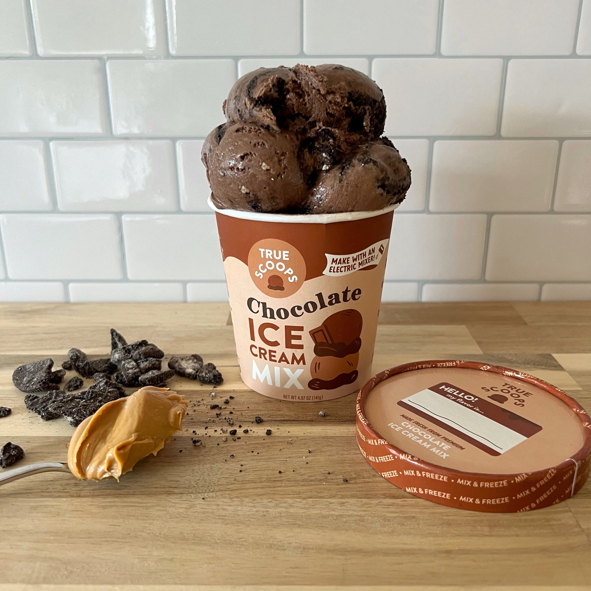 homemade chocolate, peanut butter, and oreo cookie ice cream by true scoops