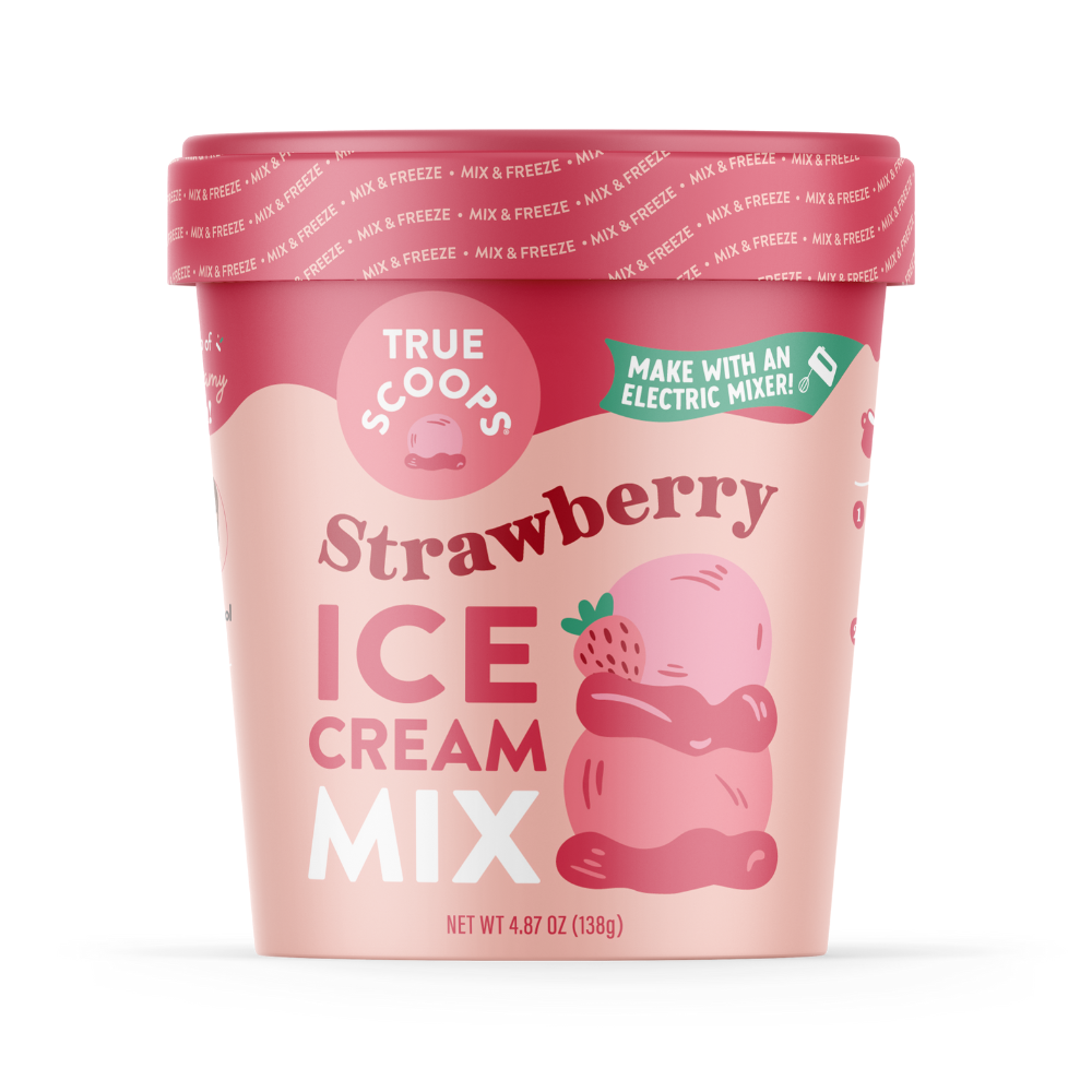 True Scoops strawberry ice cream mix