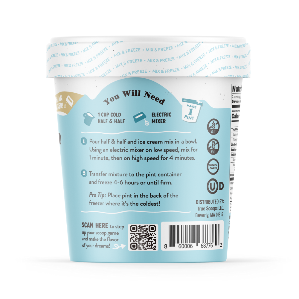 Vanilla bean ice cream mix instructions on packaging 