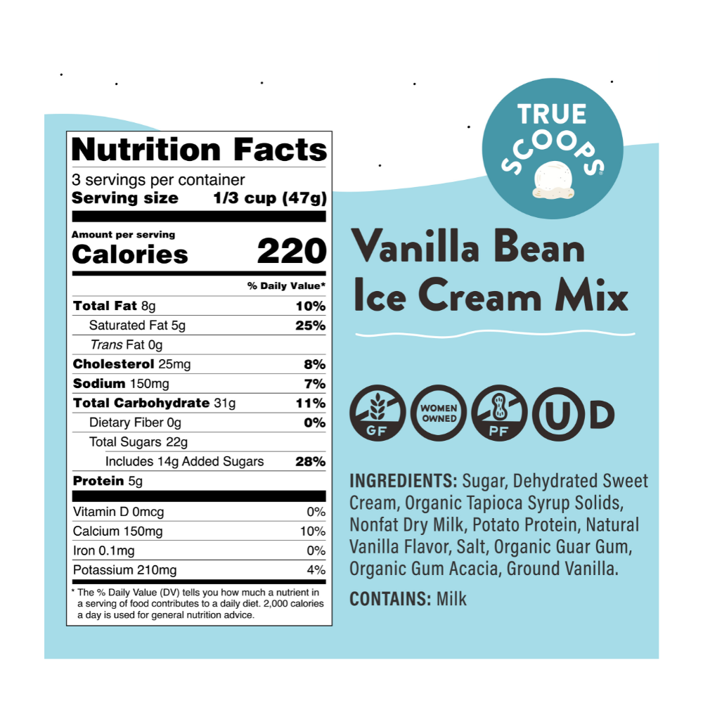 Triple Scoop Ice Cream Mix, Premium Vanilla, starter for use with home ice  cream maker, non-gmo, no artificial colors or flavors, ready in under 30